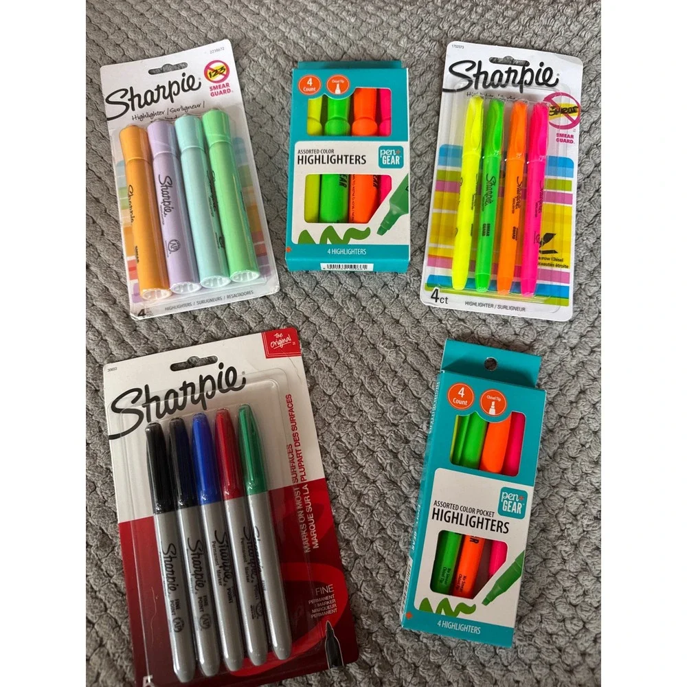 Sharpie and Pen+Gear Highlighter and Permanent Marker Bundle 5 Packs Total
